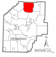Map of Venango County, Pennsylvania highlighting Cherrytree Township