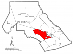 Map of Clinton County, Pennsylvania highlighting Bald Eagle Township