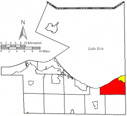 Location of Vermilion Township (red) in Erie County, adjacent to the city of Vermilion
