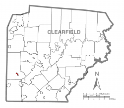 Map showing Mahaffey in Clearfield County