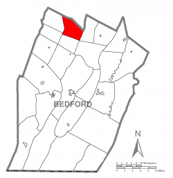 Map of Bedford County, Pennsylvania highlighting Kimmel Township