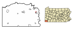 Location of Carmichaels in Greene County, Pennsylvania.
