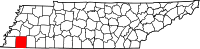 Map of Tennessee highlighting Fayette County