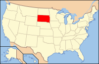 Map of the United States highlighting South Dakota