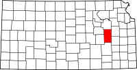 Map of Kansas highlighting Lyon County