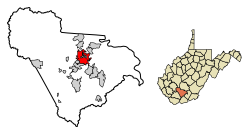 Location of Beckley in Raleigh County, West Virginia.