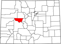 Map of Colorado highlighting Pitkin County