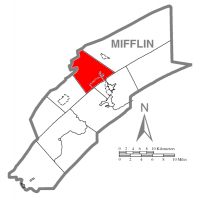 Map of Mifflin County, Pennsylvania highlighting Brown Township