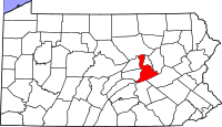Map of Pennsylvania highlighting Northumberland County
