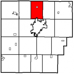Location of Allen Township in Hancock County.