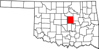 Map of Oklahoma highlighting Lincoln County
