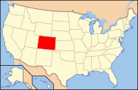 Map of the United States highlighting Colorado