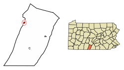 Location of Valley-Hi in Fulton County, Pennsylvania.