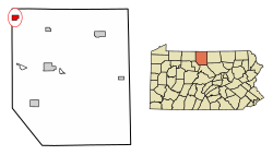 Location of Shinglehouse in Potter County, Pennsylvania.