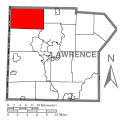Location of Pulaski Township in Lawrence County