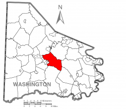 Map of Washington County, Pennsylvania highlighting South Strabane Township