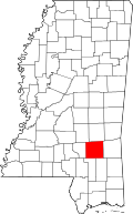Map of Mississippi highlighting Jones County