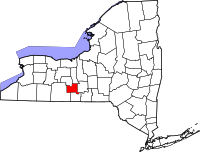 Map of New York highlighting Schuyler County