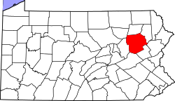 Map of Pennsylvania highlighting Luzerne County