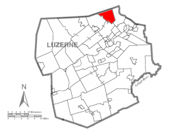 Map of Luzerne County highlighting Franklin Township