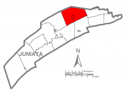 Map of Juniata County, Pennsylvania highlighting Fayette Township