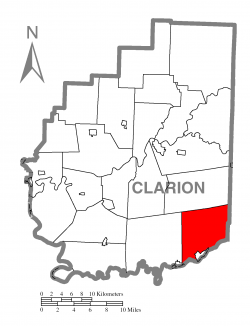 Map of Clarion County, Pennsylvania highlighting Redbank Township