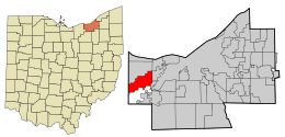 Location in Cuyahoga County and the state of Ohio