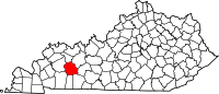 Map of Kentucky highlighting Muhlenberg County