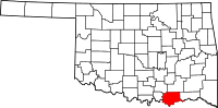 Map of Oklahoma highlighting Bryan County