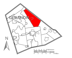 Map of Lebanon County, Pennsylvania highlighting Bethel Township