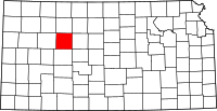 Map of Kansas highlighting Trego County