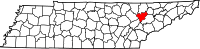Map of Tennessee highlighting Anderson County