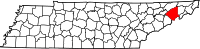 Map of Tennessee highlighting Greene County
