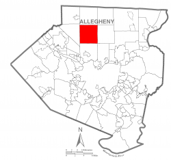 Map of Allegheny County, Pennsylvania highlighting McCandless Township