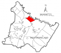 Map of Westmoreland County, Pennsylvania highlighting Loyalhanna Township
