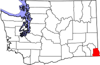Map of Washington highlighting Asotin County