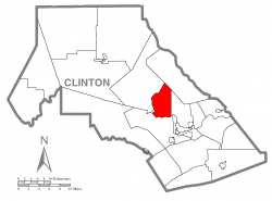 Map of Clinton County, Pennsylvania highlighting Colebrook Township