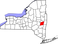 Map of New York highlighting Albany County