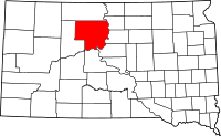 Map of South Dakota highlighting Dewey County