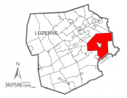 Map of Luzerne County highlighting Bear Creek Township