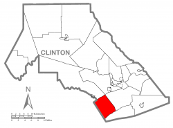 Map of Clinton County, Pennsylvania highlighting Porter Township