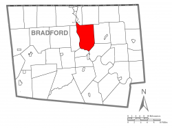 Map of Bradford County with Sheshequin Township highlighted