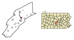 Location of Burnham in Mifflin County, Pennsylvania.