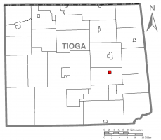 Map of Tioga County Highlighting Putnam Township