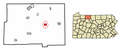 Location of Smethport in McKean County, Pennsylvania.