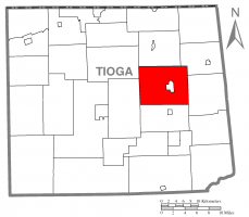 Map of Tioga County Highlighting Richmond Township