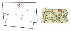 Location of Athens in Bradford County, Pennsylvania.