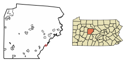 Location of Osceola Mills in Clearfield County, Pennsylvania.