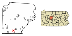 Location of Irvona in Clearfield County, Pennsylvania.