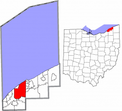 Location of Mentor in Lake County and state of Ohio
